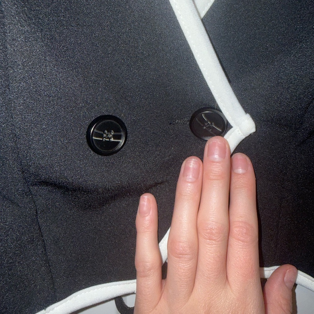 Black White Contrast Trim Waistcoat Vest - Picture 3 of 4